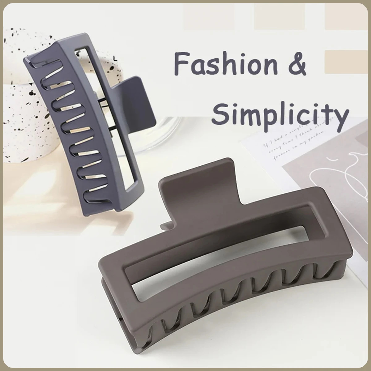 Fashion 13CM Oversized Solid Square Frosted Hair Shark Clip Headdress Accessories Suitable For Women Girls Thick 250218