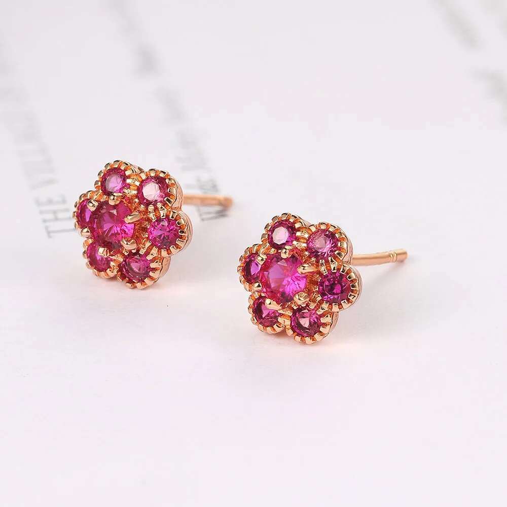 Engagement Wedding wer Crystal Stud Earrings Women Fashion Zircon Rose Gold Color Ear Jewelry for Bridal Female Gift E062
