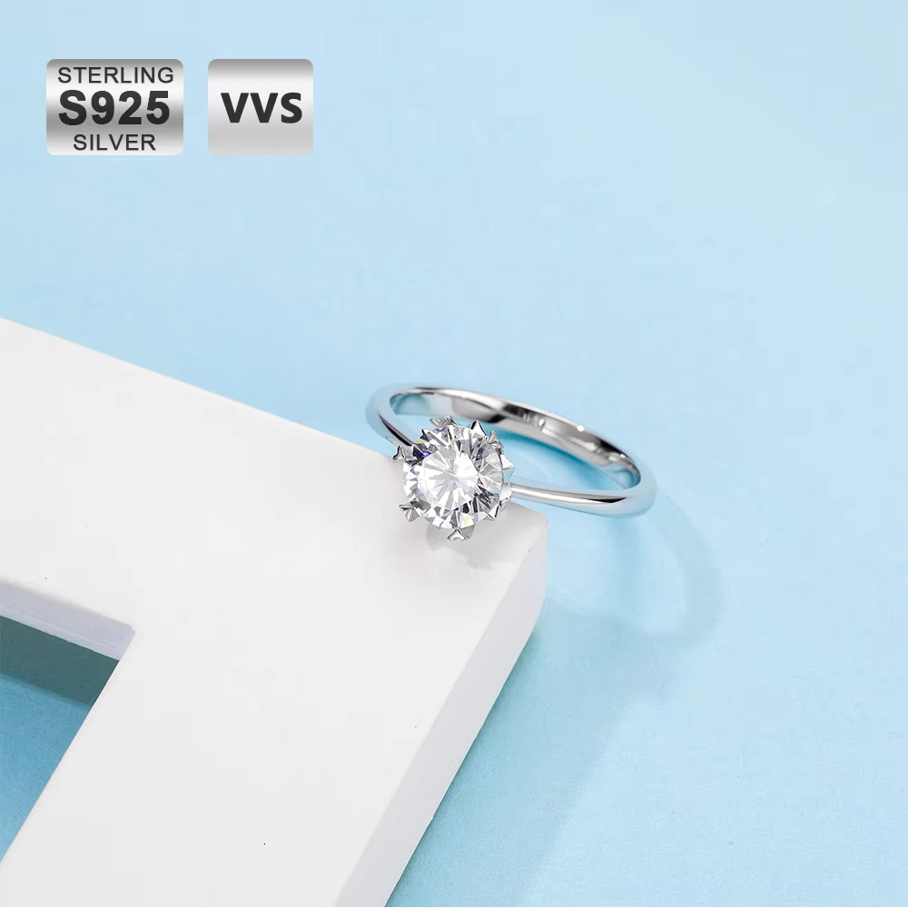 KRKC Wedding Rings Jewelry Women Real Sier VVS Moissanite 1 Ct Lab Grown Eternity Dia Engagement Ring