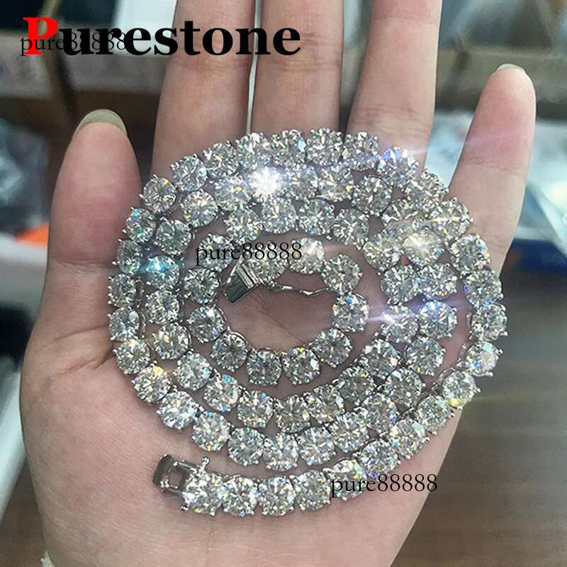 Hip hop Necklace Sterg Sier Moisssanite Dia Tennis Chain for Women & Men