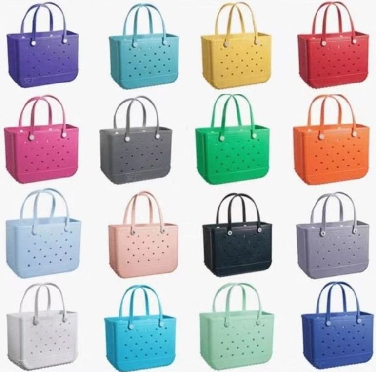 Shopping Bags Waterproof Bogg Beach Bag XL Solid Punched Organizer Basket Summer Outdoor Water Park Handbags Large Women's Totes 0301