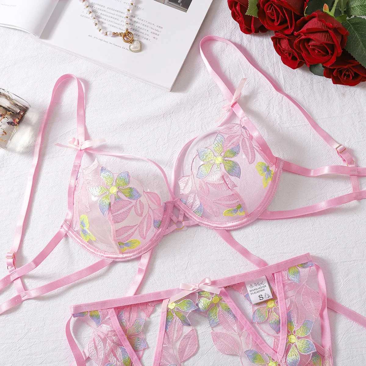 Fancy lingerie super sexy lingerie garter straps Bilizna set balcony bra Onlyfans sexy lingerieXJ250301