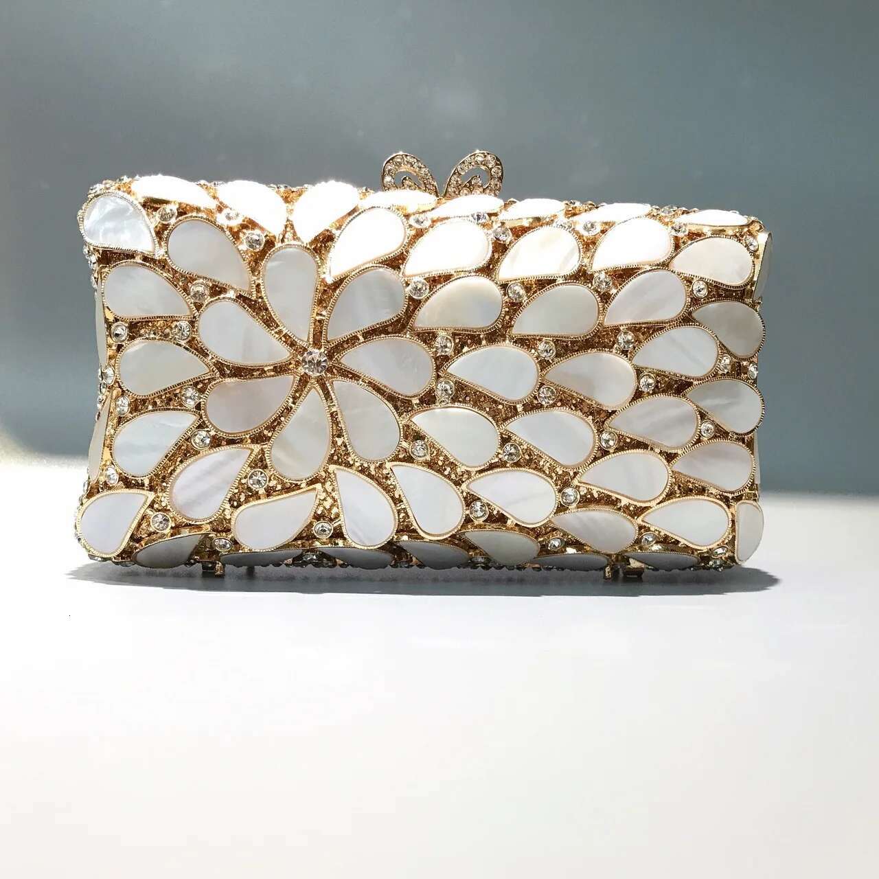 XIYUAN White Shell Dia Wer Women Crystal Evening Bags Hollow Out Ladies Wedding Bridal Romantic Clutch Handbag And Purses