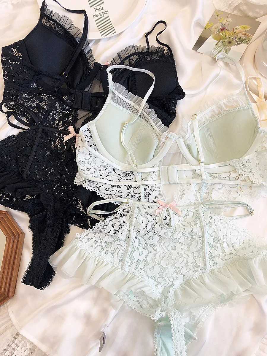 Sexy lace hollowed out one-piece bodysuit private thin section soft steel ring beauty back bra micro shaping lingerieXJ250301