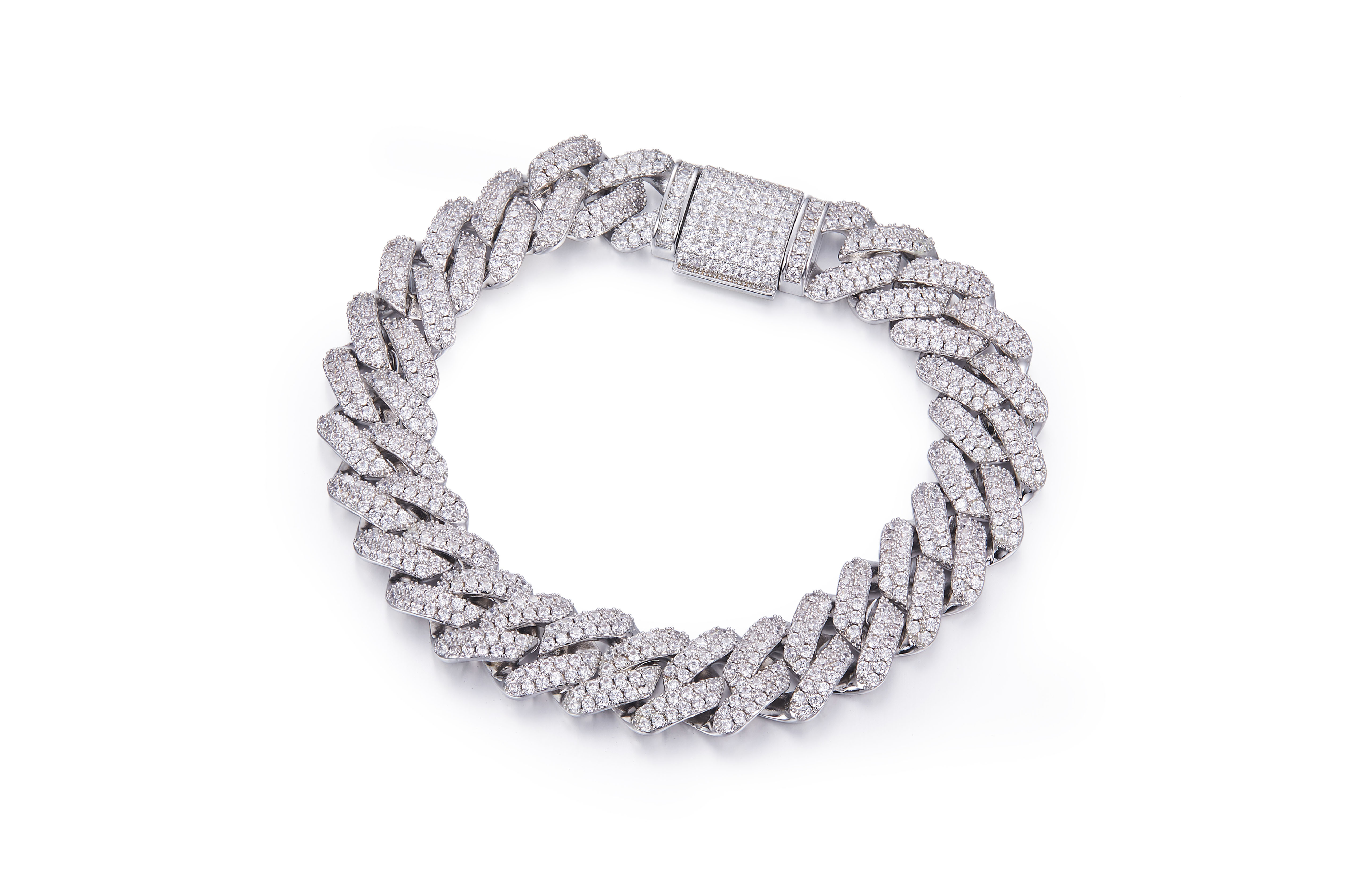Sterg Sier Jewelry Design Tennis Chain Bracelet 14mm d Color Vvs1 Moissanite Cuban