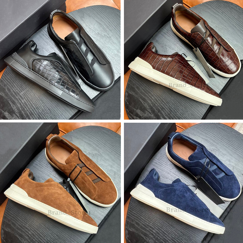 Mens Casual Dress Shoes Designer zegna Lace-Up Business Casual Social Wedding Party High Quality cowhide Leather Lightweight Chunky Sneakers Formal Trainers
