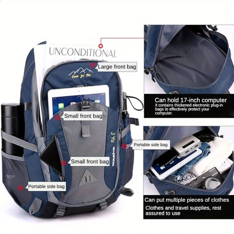 40L outdoor hiking bag mens and womens shoulder bag sports bag leisure travel backpack large capacity 250228