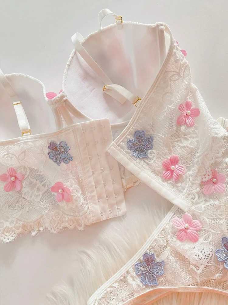 Sexy lace transparent bra mesh set polka dot sexy lingerie white braXJ250301