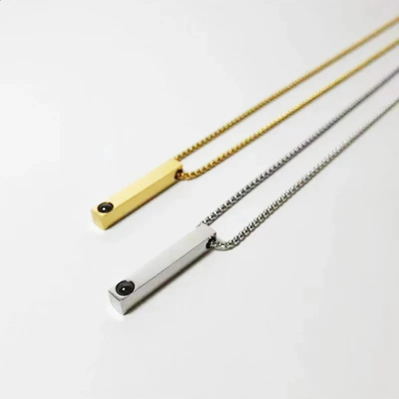 Custom Po Projection Bar Necklace Picture Personalized Necklace Customized Po Pendant Necklaces with Picture Jewelry Gift 250222