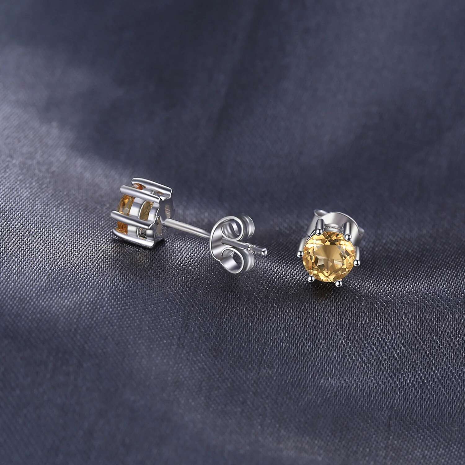 JewelryPalace Round Natural Yellow Citrine Sterg Sier Stud Earrings for Women Statement Fashion Gemstone Jewelry Gift