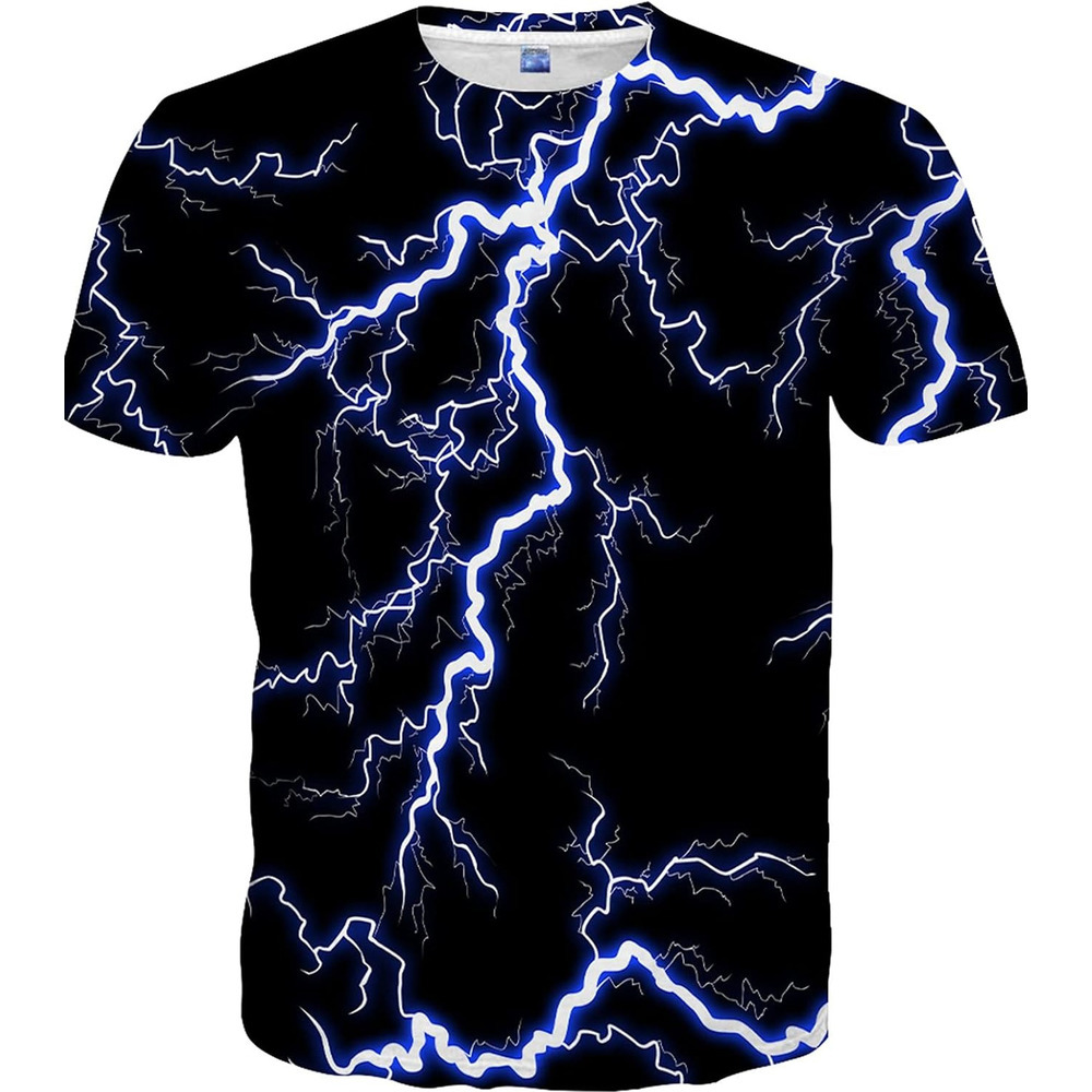Mens T shirt Unisex 3D Graphic Print Shirts for Mens Women Casual Short Sleeve Tee Shirts Top tee Casual tops summer clothes lightning