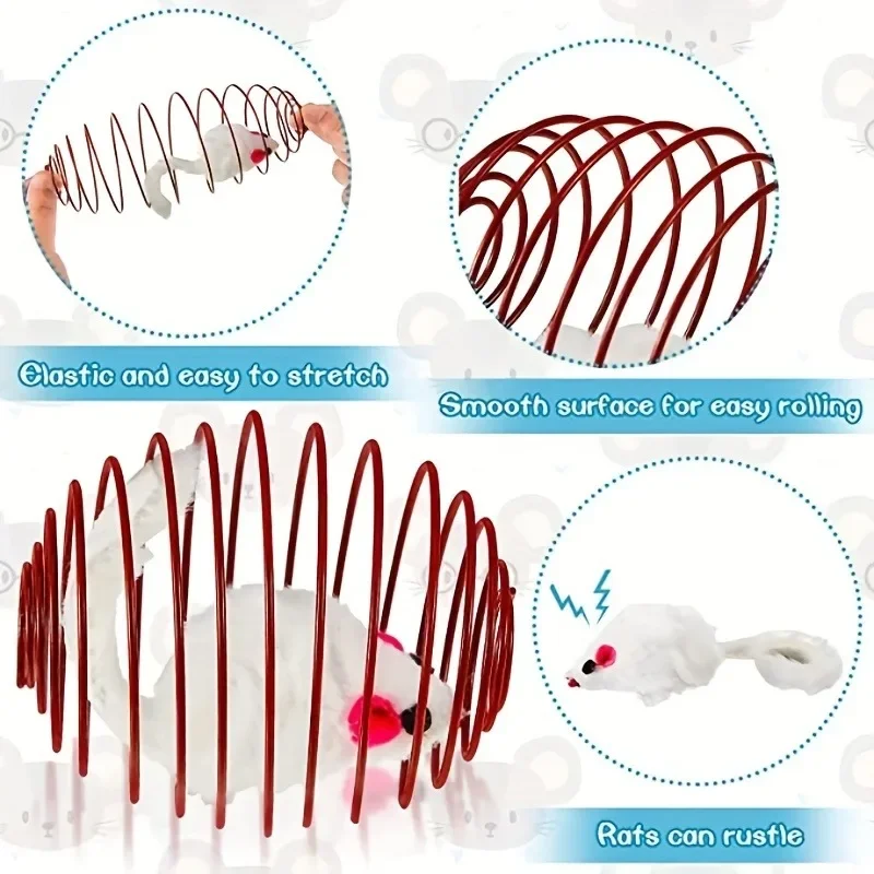 1Pc Funny Cat Toy Stretchable Kitten Springs Toys Interactive Rolling Cat Balls Pet Supplies Random Color