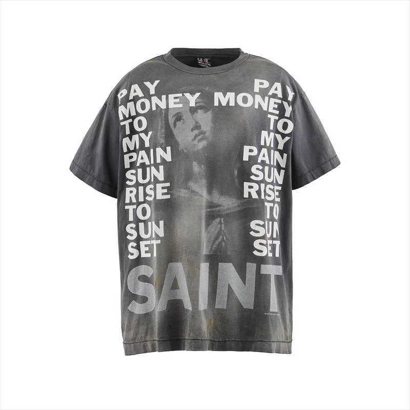Men's T-Shirts Pay Money To My Pain Saint T-Shirt Men Women Best Quality Oversized 100% Cotton Tee Tops Vintage Washed Black Graphics T Shirt J25
