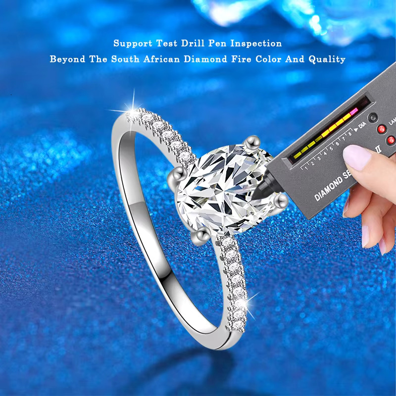 Oval Cut Moissanite Ring S Sterg Sliver Plated Wedding Engagement Rings for Women