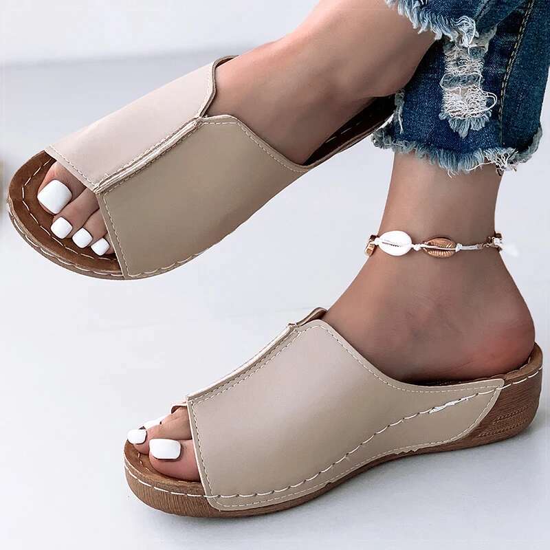 Women's 2025 Shoes Women Soft Heels Sandals Low Platform Slippers Summer Sandalias Mujer Indoor Outdoor Footwear #ddmykukumalu