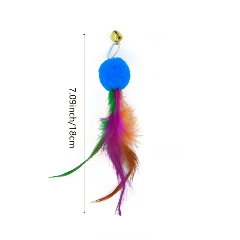4Pcs Interactive Cat Feather Toys With Bell Colorful Cat Wand Replacement Part Toy Fun Entertainment Cat Toys Random Color