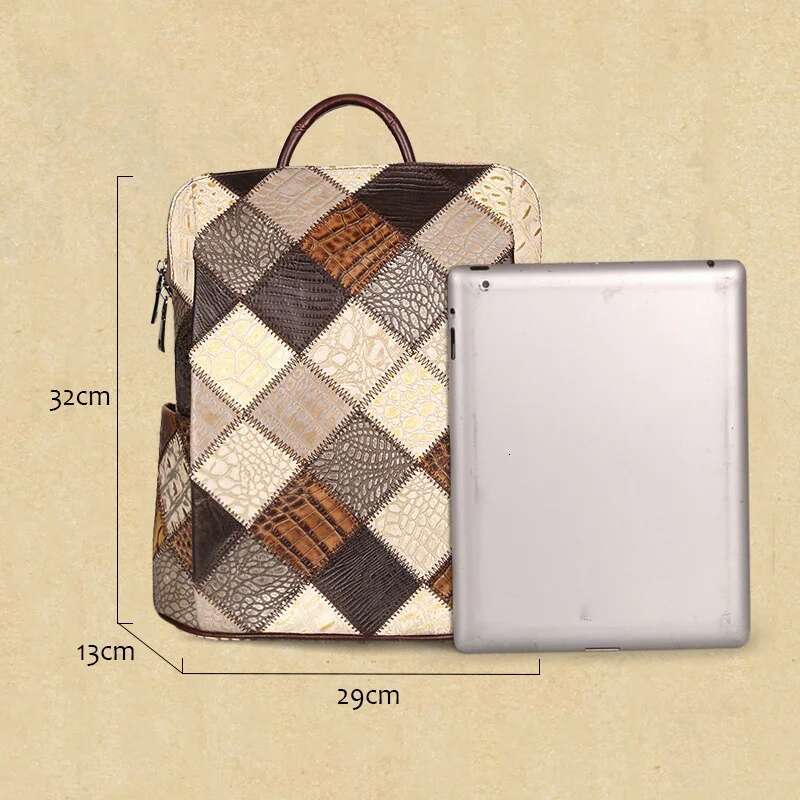 Women's Retro Backpack Genuine Leather Shoulder Bags 12 Inches Travel For Lady Patchwork Quality Laptop Bag New Fashion