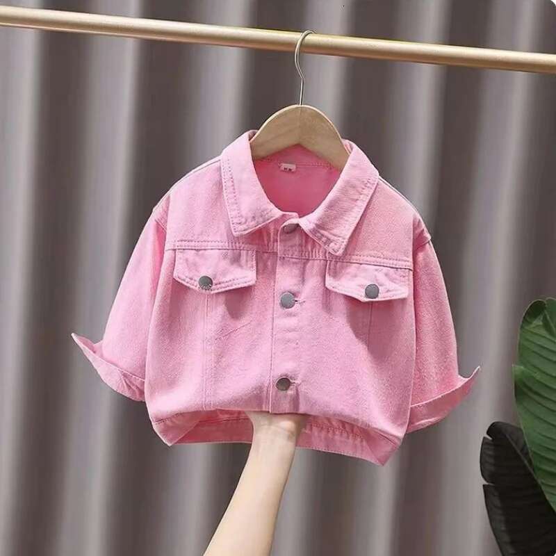 Ddmyshoesvip Spring And Autumn Jackets New Fashionable Girl Baby Cute Back D Small Wer Pink Denim Coat Girls Top