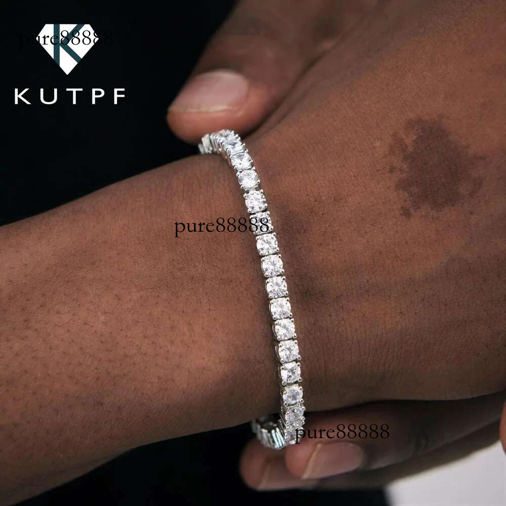 Full Moissanite Tennis Bracelet with Gra Certificate Sterg Sier Plated Gold 3-6.5mm Dia Bracelets for Men Women