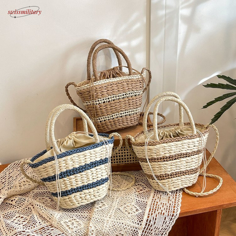 Vacation large capacity handbag 2025 spring and summer new style artistic girl grass woven internet famous single shoulder bag trend #swissmilitary