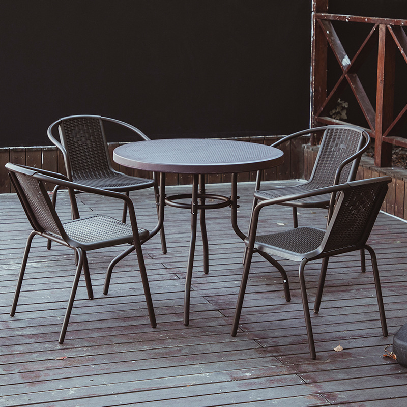 Plastic imitation rattan wicker balcony backrest table and chairs outdoor chairs patio open-air balcony layout small coffee table coffee table