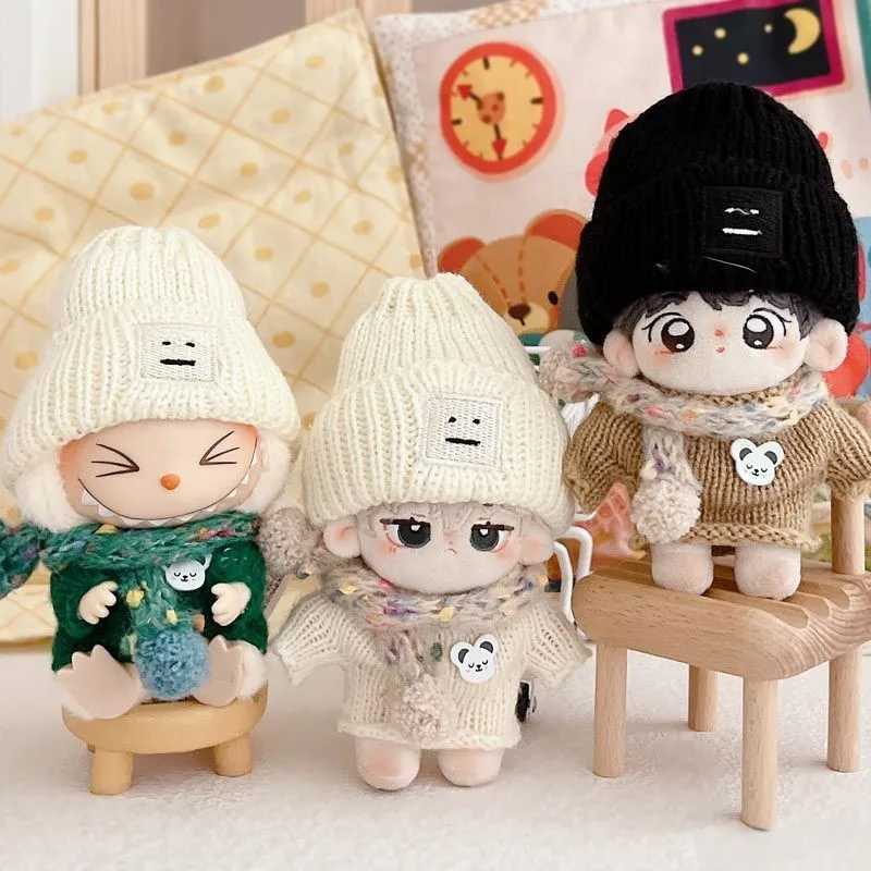 17cm LabubuS Clothes Cute Knitted Sweater Cotton Doll Hat and Scarf Set Outfit Accessories Labubus ClothesXJ250301