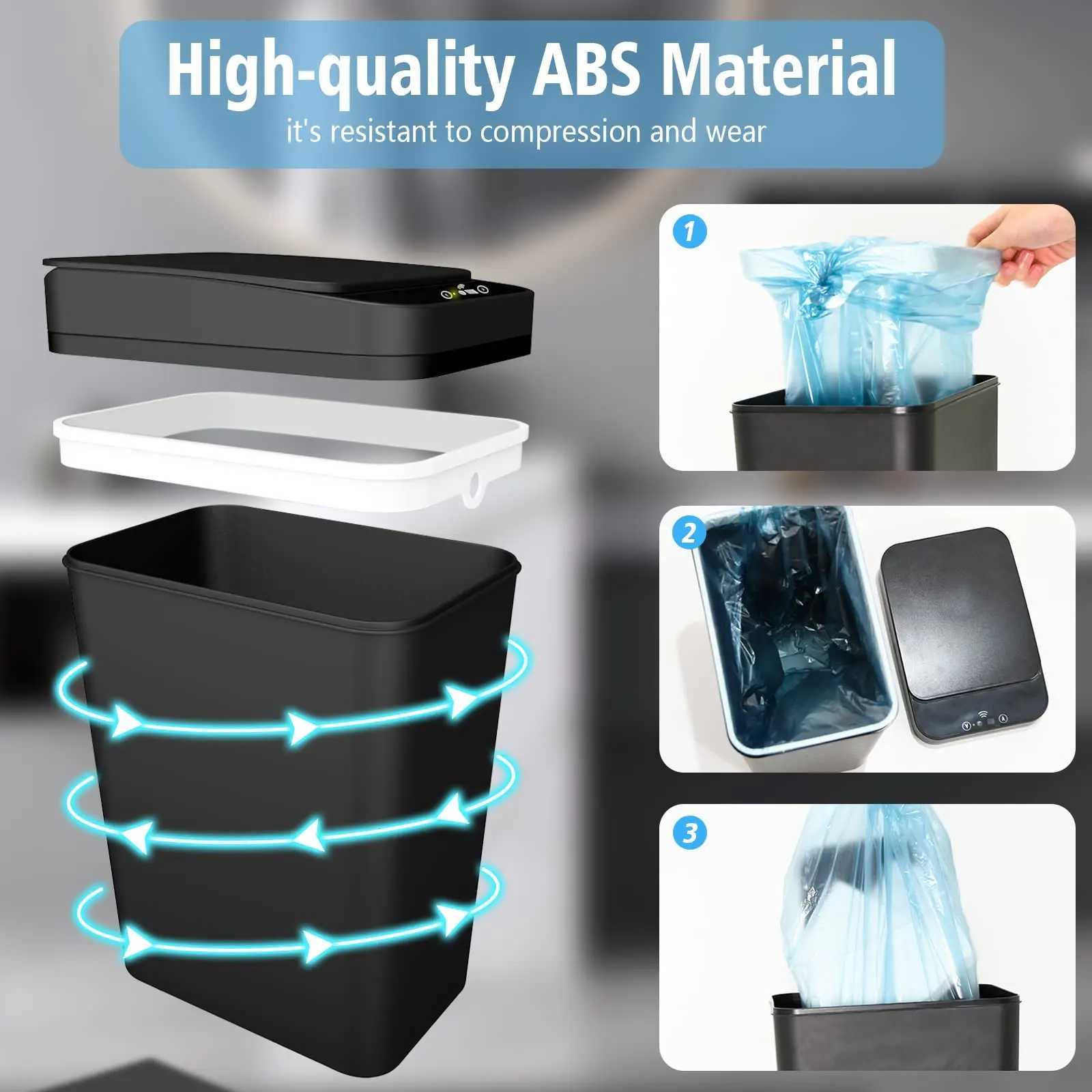 Bathroom Trash Can with Lid Touchless Autatic Garbage Can Slim Motion Sensor Smart Trash Bin for BedroomOffLiving Room Y250301