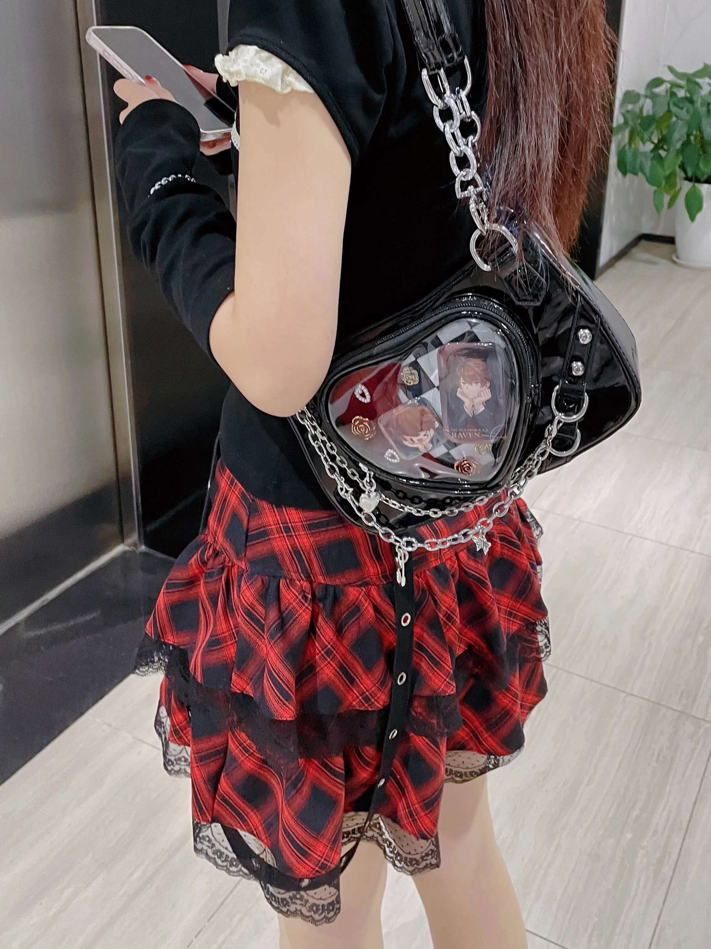 Original Love Pain Asian Culture Hot Girl Sweet Cool Y2k Underarm Bag Women Students Cartoon Backpack Leather Shoulder Bags