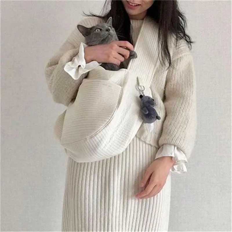 Handmade Dog Bag Pet Kitten Carrier Outdoor Travel Handbag Canvas Single Shoulder Cat Bag Sling Comfort Tote Bag Breathable 250205