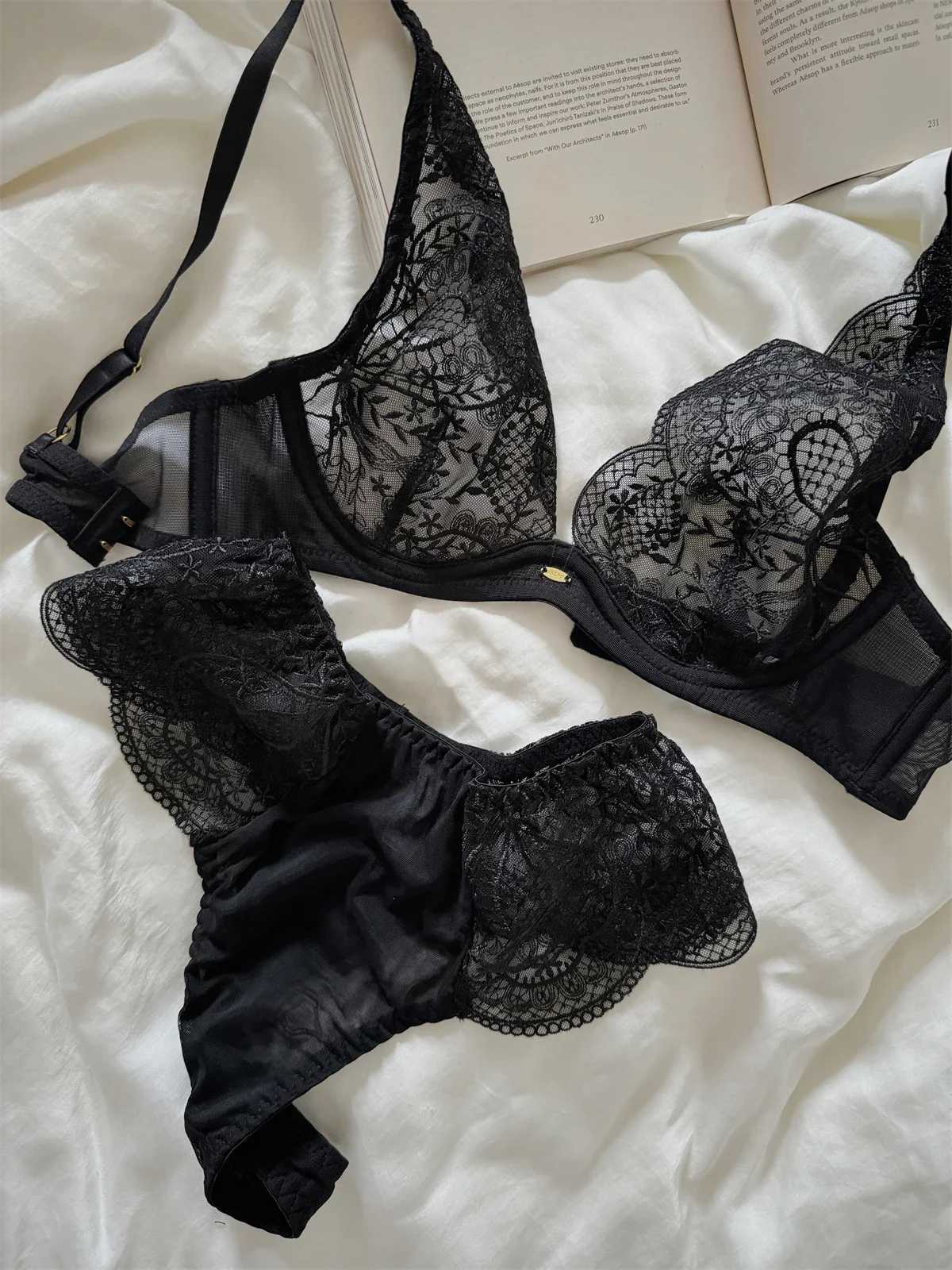 Thin lace underwear push up women bra set new adjustable anti-sagging side breasts gathered lingerie breathable braXJ250301