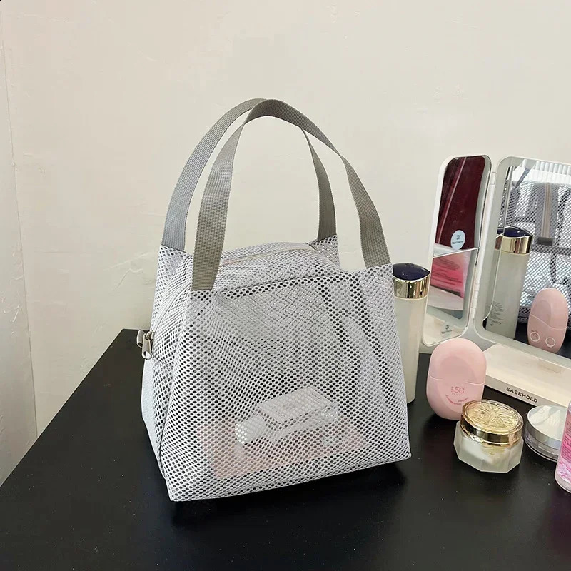 Women Men Makeup Storage Bag Case Large Capacity Zipper Cosmetic Mesh Bag Travel Tote Swimming Beach Wash Toiletry Bag 250305