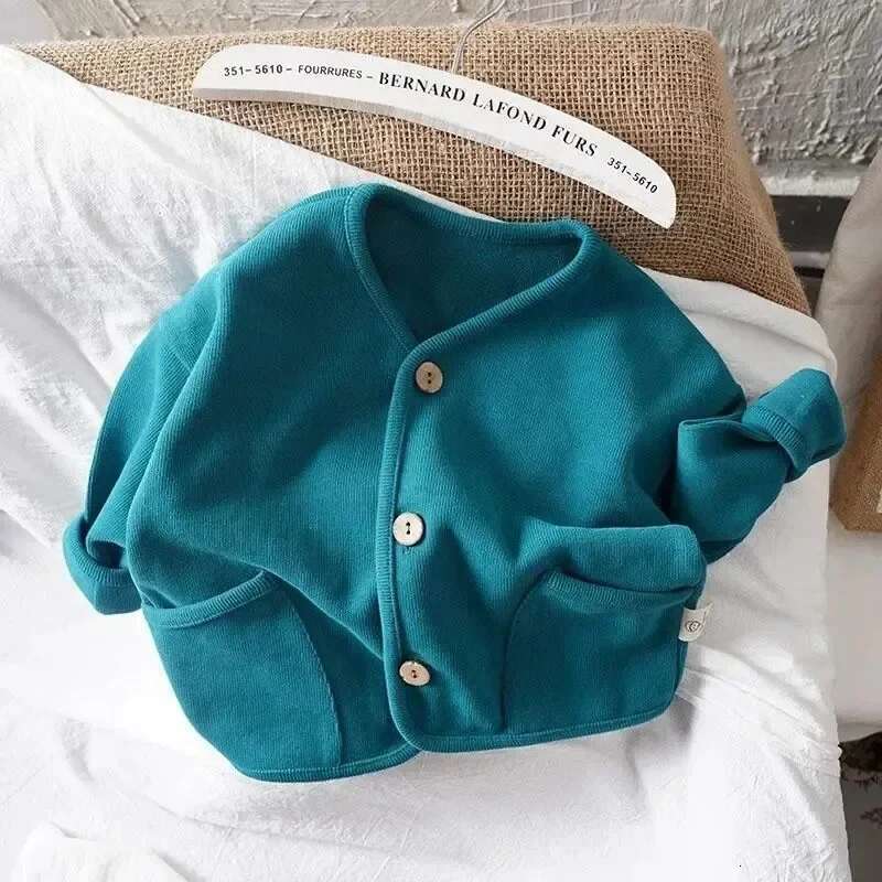 Ddmyshoesvip Korean Yrs Children S Loose Solid Color Long Sleeved Cardigan Autumn Style Pure Cotton Casual Top Jacket For Boys And Girls
