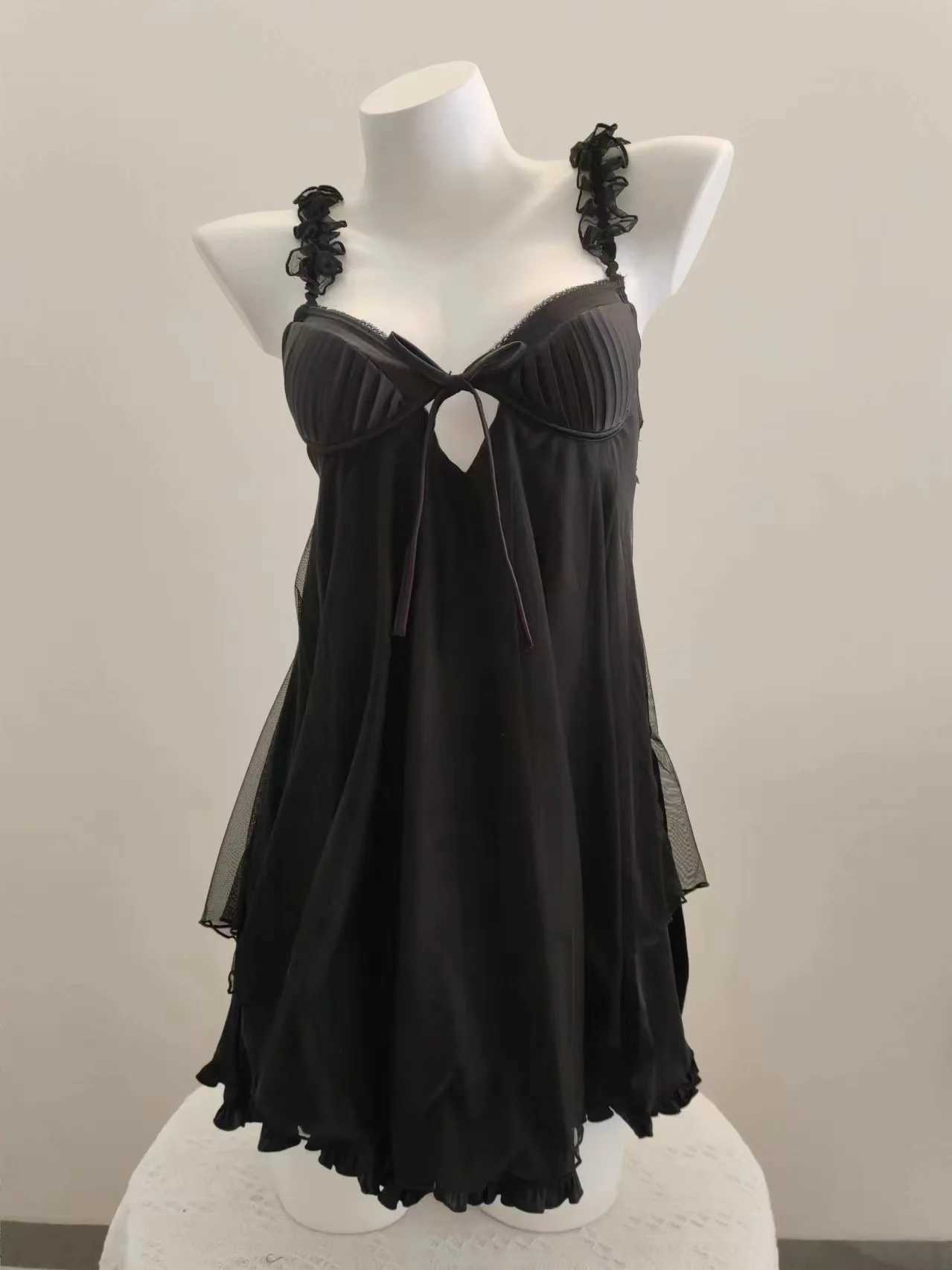 Auricularia Edge Sexy Pajama Womens Spring and Autumn New Dress Winter Set with Mat Large Hanging Bed PajamaXJ250301