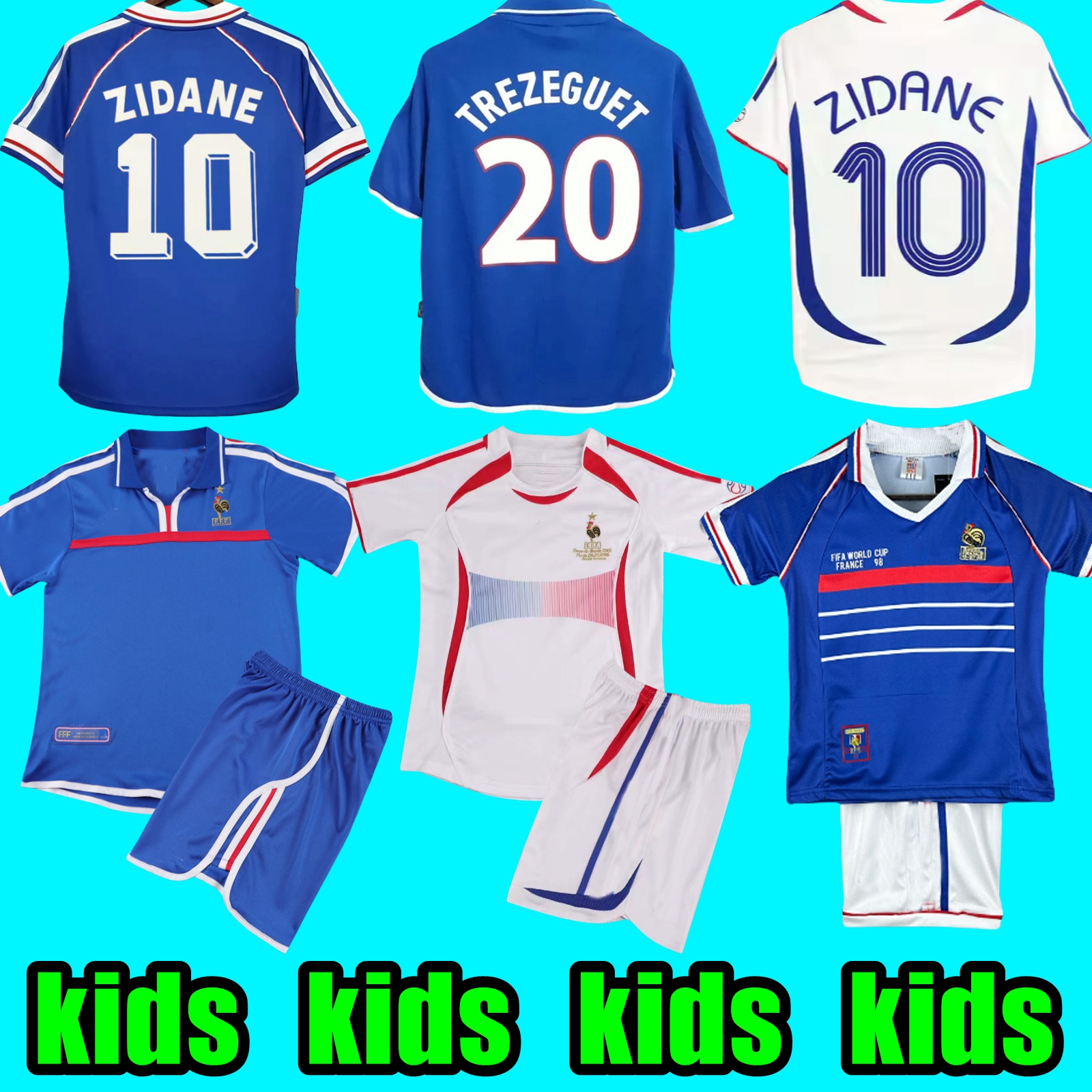 1998 French Club retro soccer jerseys 2006 2000 ZIDANE HENRY MAILLOT DE FOOT football shirt REZEGUET DESAILLY Classic Vintage kit Francia Franc