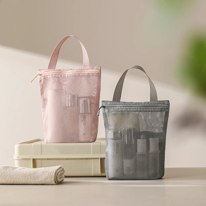 23x26cm Portable Toiletry Bag with Handy Handle Large Capacity Mesh Toiletry Storage Bag Makeup Bag for Business Trips Travel 250305