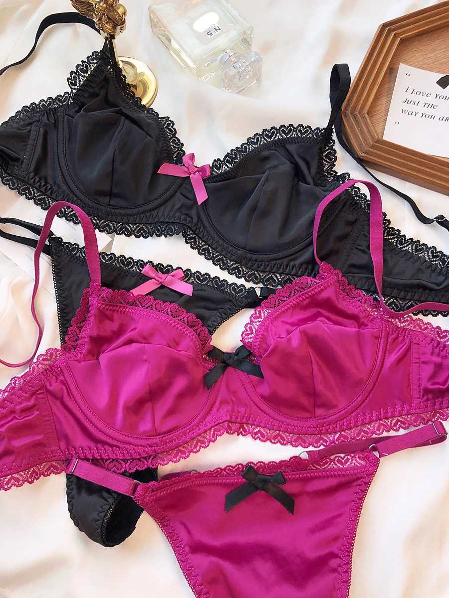 French silk comfortable lingerie womens sexy lace ultra-thin push up bra set high-quality bra summer breathable lingerieXJ250301