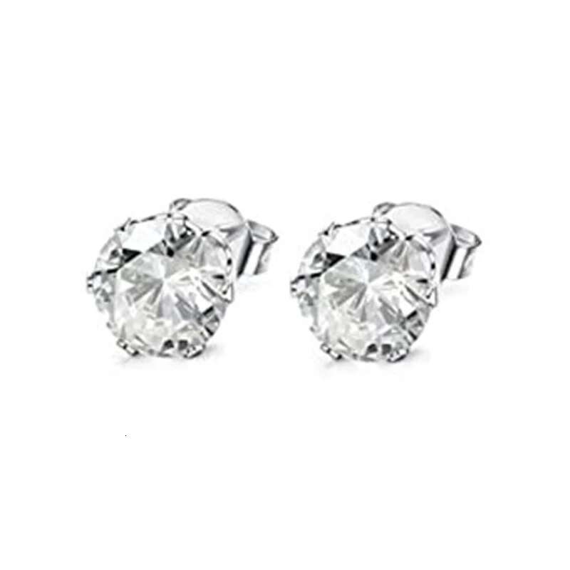 Huitan Minimalist Crystal Cubic Zirconia Stud for Women/Men 6 Claws Design Fashion Earrings Sier Color Hot Jewelry
