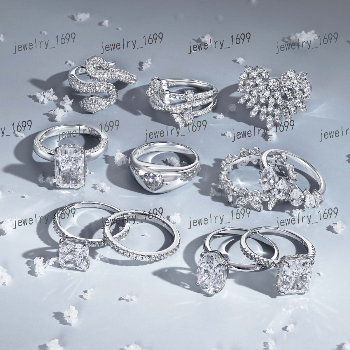 Enchanting Romance Couture Jewelry S925 Silver Wedding Band Solitaire VVS1 D Moissanite 5A Zirconia Promise Engagement Rings