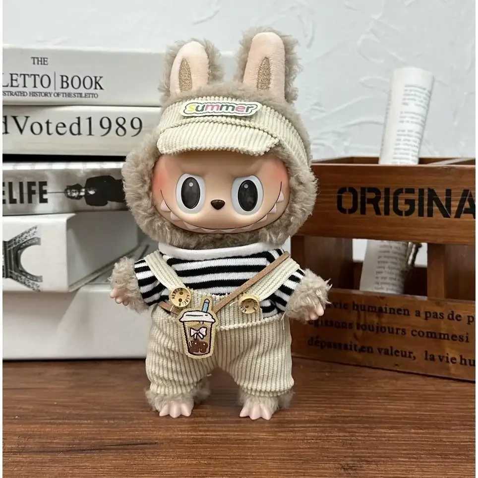 Mini Plush DollS Clothes Outfit Accessories For Korea Kpop Exo 15-17cm Labubu Idol V1 V2 overalls set Clothing GiftXJ250301