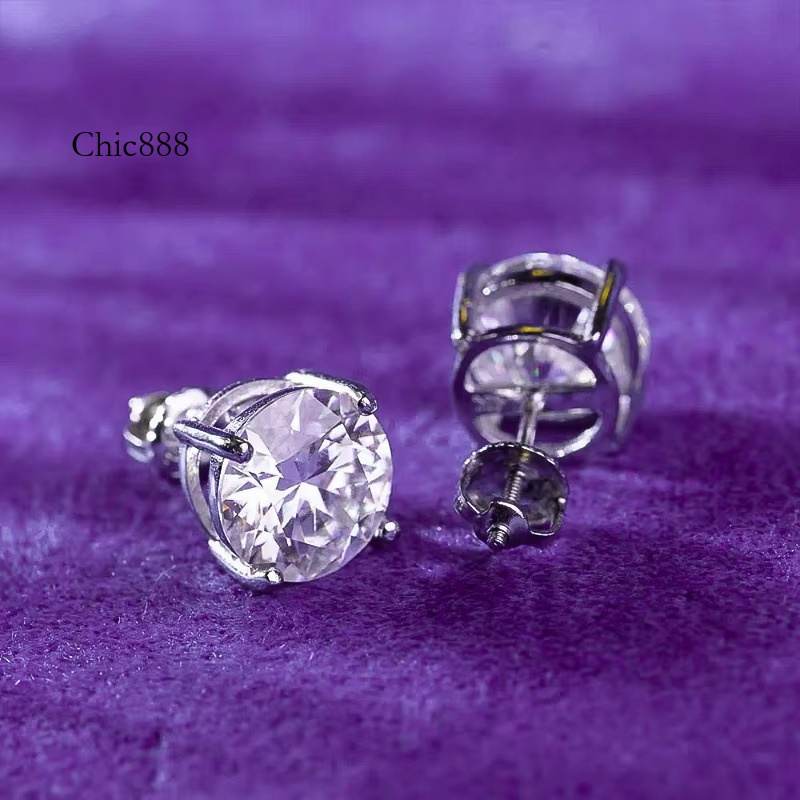 3MM-10MM Pass Dia Tester Hip Hop D Color VVS Moissanite 4 Claws Stud Earrings With Sterg Sier GRA Women Men