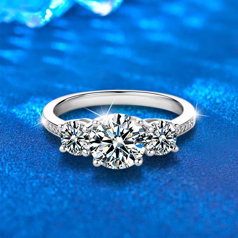 Sterg Sier Moissanite Round Wedding Dia Woman's Eternity Ring