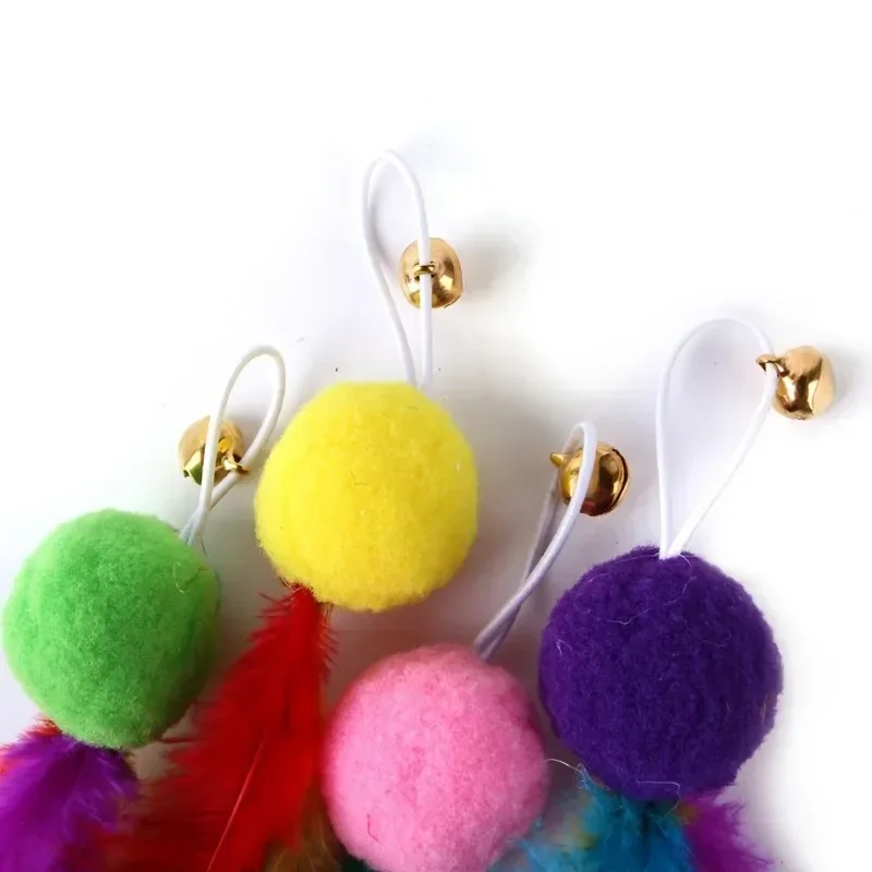 4Pcs Interactive Cat Feather Toys With Bell Colorful Cat Wand Replacement Part Toy Fun Entertainment Cat Toys Random Color