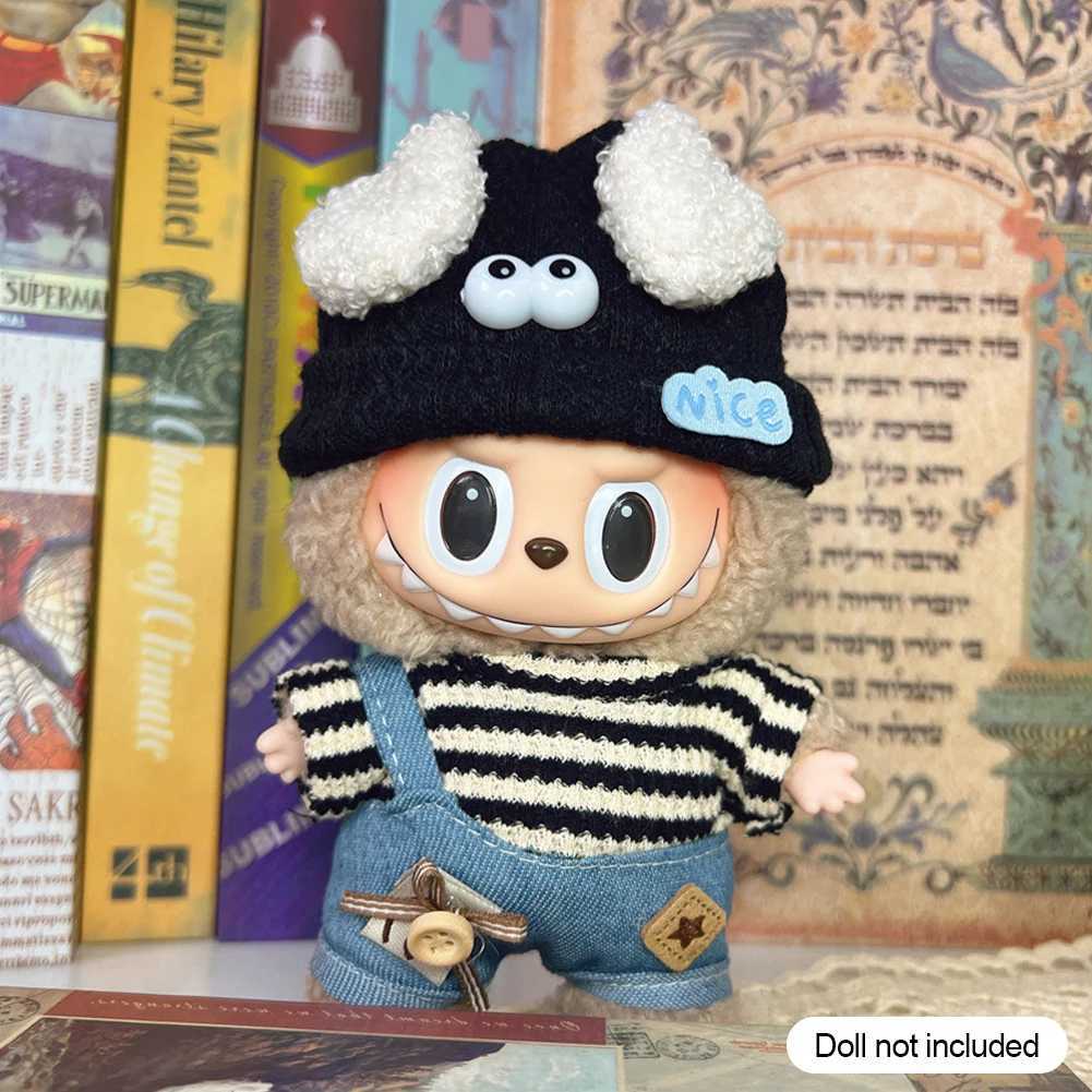 17cm Mini DollS Clothes Outfit Accessories For Korea Kpop Exo Labubu Idol V1 V2 Striped sweater overalls glasses hat Clothing W250301