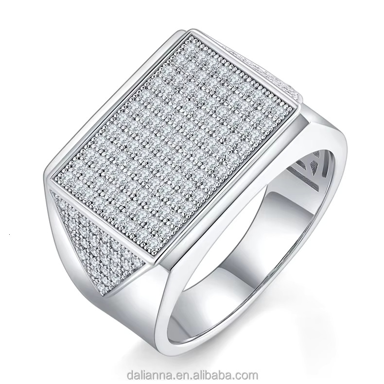 Rings for Sier Sterg Trendy Engagement Dia Ring D Color Vvs1 Gold Plated Moissanite Men Jewelry RING
