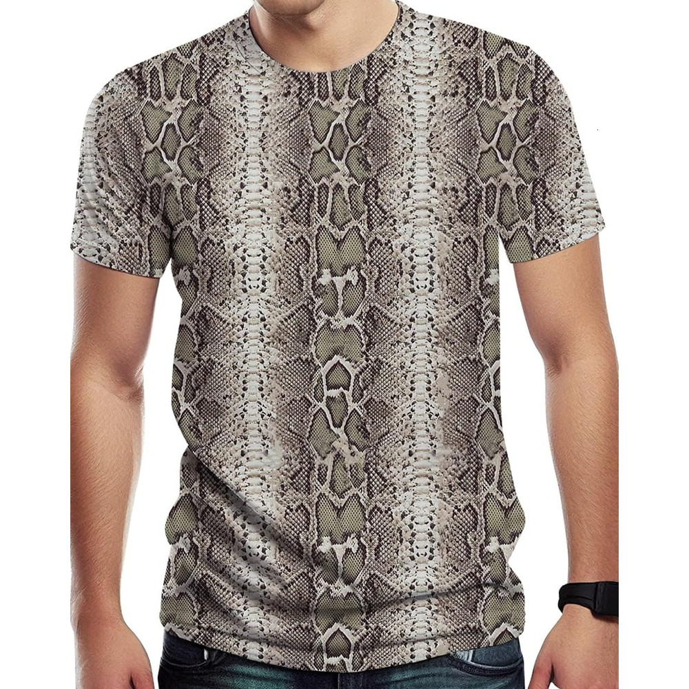 Mens T shirt Men's Snakeskin Print Fashion Short Sleeve T-Shirt tee Casual tops summer clothes Cool patterns