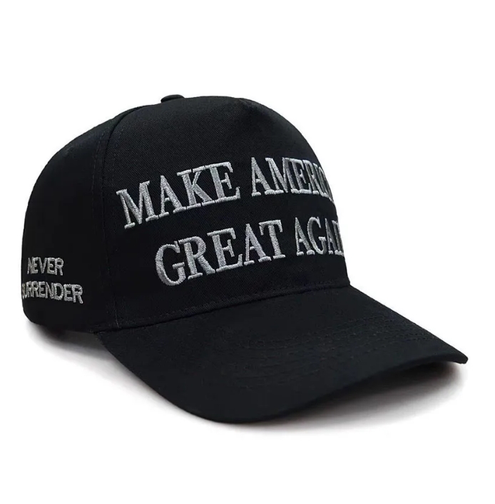 Never Surrender Baseball Cap MAGA Black Embroidered Hat Sea
