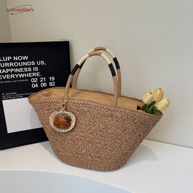 2025 large capacity new casual bag, single shoulder grass woven vacation beach, summer underarm trendy ins bag #swissmilitary