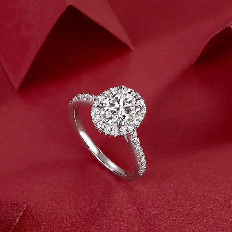 Customized 1CT S925 Sterling Silver Mossanite Jewelry Ring for Women Fixed Size Plated 18K Platinum Wedding Ring Luxury Jewelry