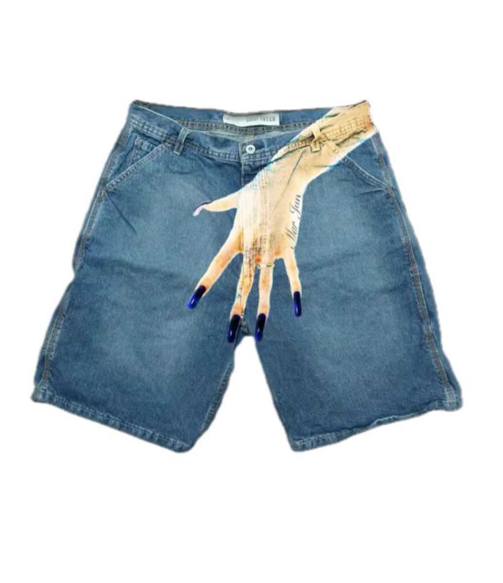 Y2k Harajuku Street Fashion Beaded Letter Embroidery Oversized Denim Shorts Men High Street Fashion Brand High Waist Jeans WomenX240914