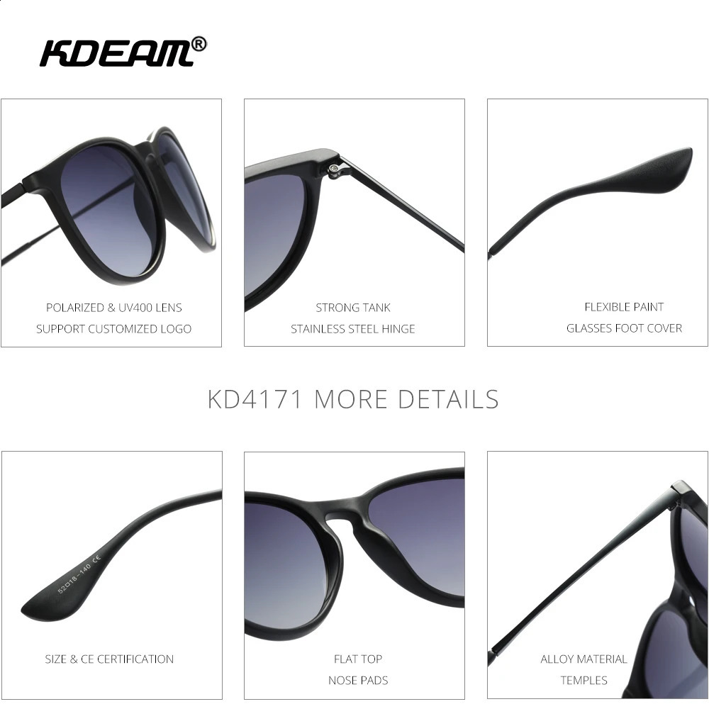 KDEAM Oval Sunglasses Women Polarized Vintage Sun Glasses Unisex 11 Colors Box Case Stickers Included 250221
